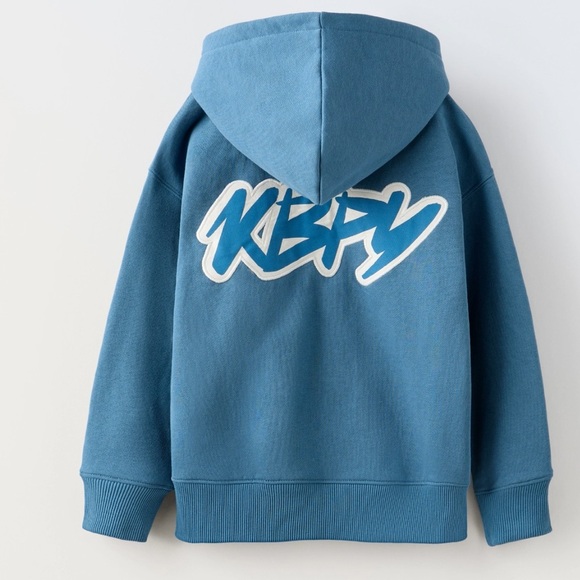 New Zara EMBROIDERED ZIP HOODIE SWEATSHIRT - Picture 2 of 4